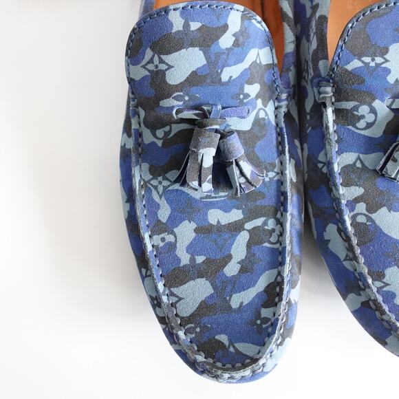 Louis Vuitton Blue Camo Monogram Driver Moccasin Loafer - Picture 5 of 16